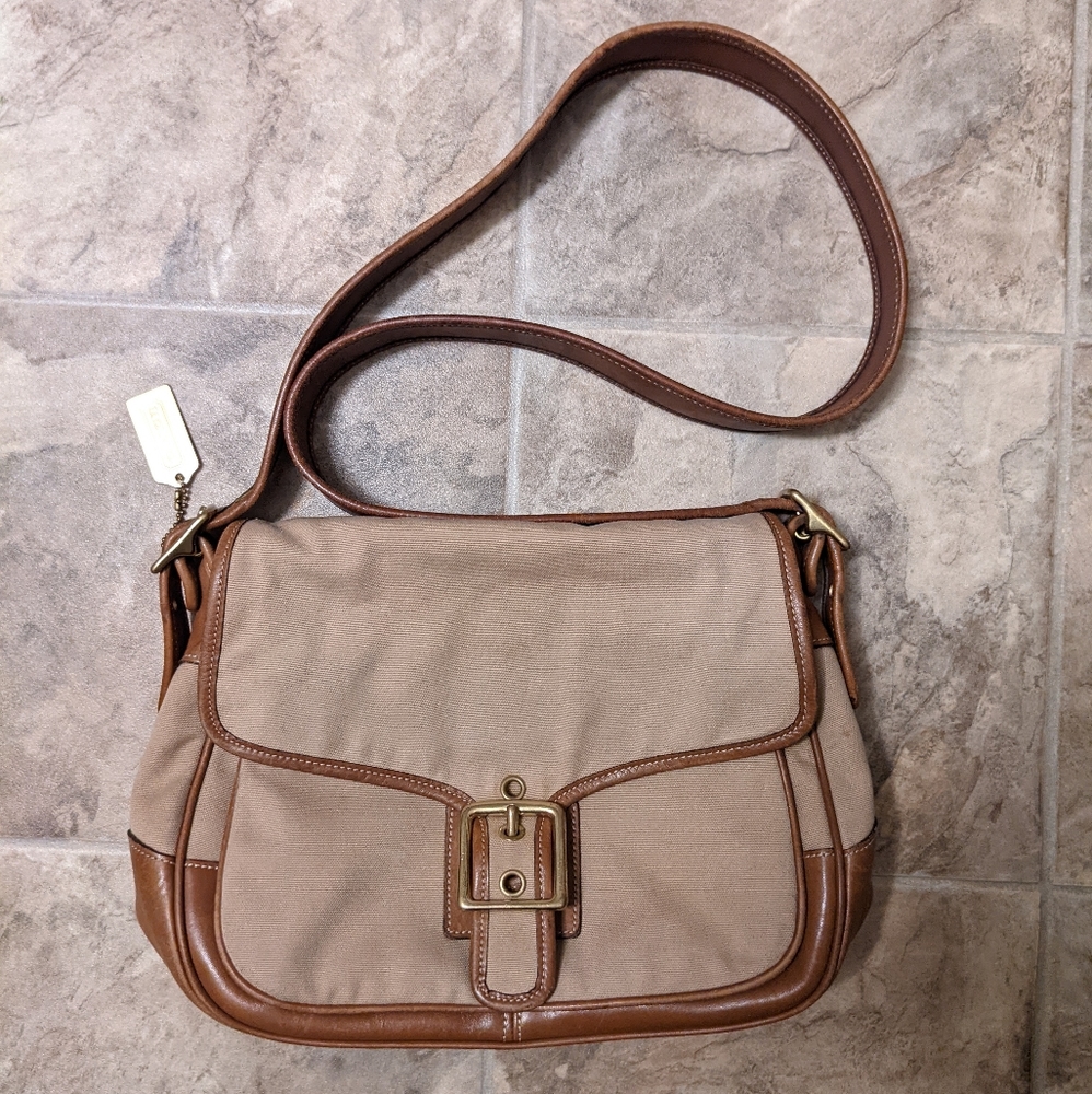 Vintage Coach Legacy Saddle Canvas Buckle Flap №9122